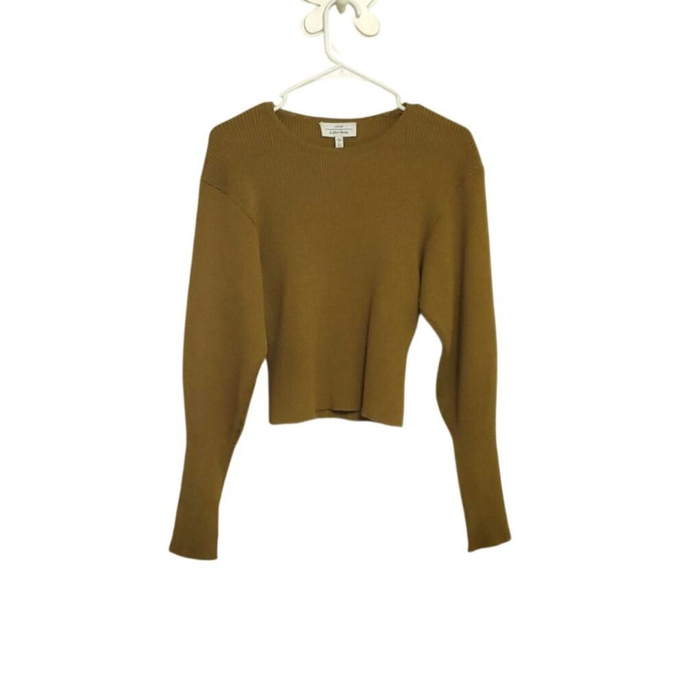& OTHER STORIES Khaki Ribbed Rib Knit Sweater Top - Picture 2 of 12